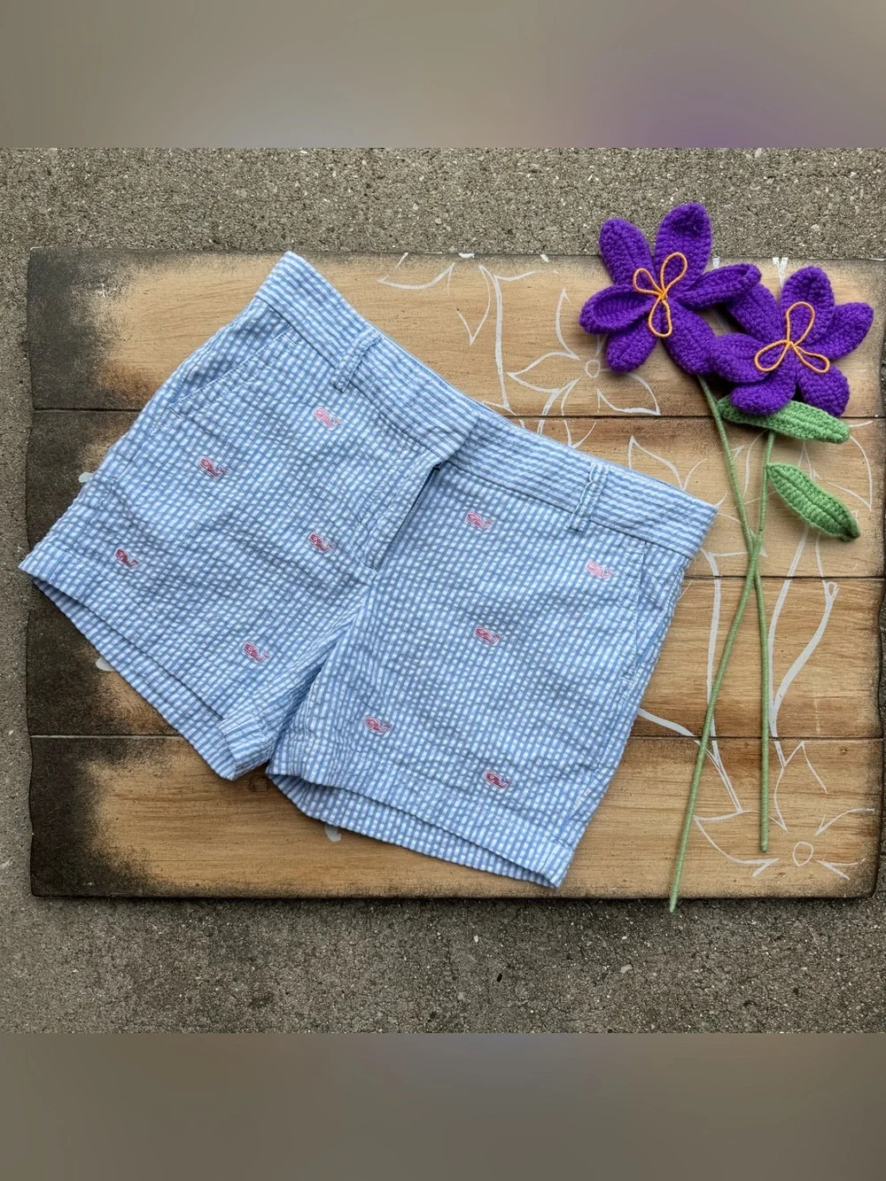 Vineyard Vines Whale Seersucker Shorts Girls Size 12